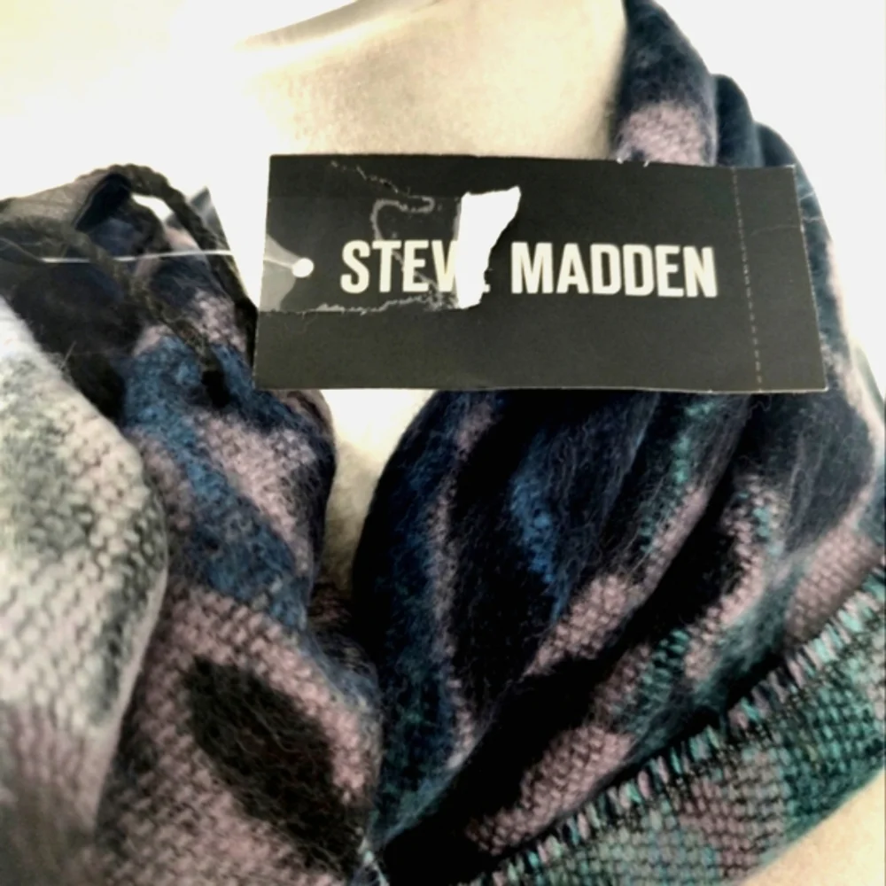 Steve Madden Blue Multi Fringe Scarf 1 SFM